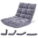 Giantex Floor Chair with Back Support, Folding Sofa Chair with 14 Adjustable Position, Padded Sleeper Bed, Couch Recliner, Floor Gaming Chair, Meditation Chair, Gaming Floor Chairs for Adults(Grey)