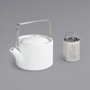 Front of the House BTP003WHP22 Soho 16 oz. Bright White Porcelain Teapot with Lid and Infuser - 6/Case