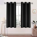 DWCN Black Blackout Curtains Room Darkening Grommet Thermal Insulated Light Blocking for Bedroom Living Room, 42 x 45 Inch Length, Set of 2 Thick Panels