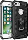 for iPhone 6 Case/iPhone 6S Case, Kinoto Lifeproof Cases with Ring for Apple iPhone 6/6S 4.7" Qi Slim Silicone Hard Transparent Cover Hybrid Shock Absorption Thin Rugged Soft TPU (Black)