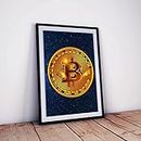 One click creations Cryptocurrency Bitcoin Poster with Frame for Room and Home Décor HD Print Quality (Multicolor, 12 X 18 inch, Framed)