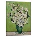 Wieco Art A Vase of Roses Canvas Prints Wall Art by Van Gogh Classic Artwork Famous Oil Paintings Reproduction on Canvas for Bedroom Home Decor Modern Wrapped Flowers Pictures
