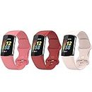 Chofit Waterproof Bands intended for Fitbit Charge 5 intended for Women Men,Breathable Sport Band Replacement Wristbands intended for Charge 5 Small and Large (Two Red&Pink, Large)