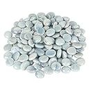 Color Stone Decorative Shiny Glossy Flower Glass Pebbles for Vase Fillers/Plant Pots/Home/Table/Garden & Outdoor Decoration (Ice White, 500 Grams)