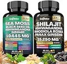 fanFentac Sea Moss and Himalayan Shilajit Capsules Ginger & Shilajit 9000mg,60 Sea Moss Pills with 60 Ginger & Shilajit Black Seed Oil Pure superfood All in 1 Supplements