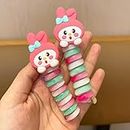 Conjoin® Telephone Wire Elastic Hair Band ties For Girls Kids Women Cartoon Accessories Pack of 2, Random Character Colors