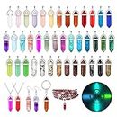 ROADPLUM 40Pcs Healing Crystal Pendants, Glow in the Dark Crystal Charms Gemstones Quartz Stone, Hexagonal Crystal Pointed Chakra, Natural Crystal Necklace Pendants for Jewelry Making with Storage Box