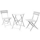 Grand patio 3 piece Metal Folding Bistro Set, 2 Chairs and 1 Table Weather-Resistant, Outdoor Indoor Conversation Set for Patio, Yard, Garden (White)