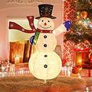 TacoBey 120cm Led Selbstschneiender Schneemann, Schneemann Weihnachtsdekoration mit Geschenkbox und Schal, Leuchtender Schneemann mit Hut für Feiertags-Weihnachtsdekorationen