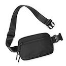 WESTBRONCO Fanny Packs for Women Men, Belt Bag with 4 Zipper Pockets, Fashion Waist Packs, Lightweight Crossbody Bags with Adjustable Strap for Workout/Running/Hiking, A-Black, One Size, Black