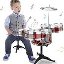 RATSTONE Bateria Infantil,Bateria Niño,Bateria Niños,Musical Kids Drum Kit 5 Drums, Toddler Jazz Drums, Baby Percussion Educational Toys Drums for 3 4 5 Years Old Boys and Girls