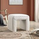 Get Set Style Boucle Ottoman Foot Stool,Vanity Stool Chair Modern Ottoman Footstool with Wood Legs Sofa Bench Extra Seating for Living Room,Entryway,Office (Fully Assembled)