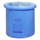 G Ganen Ice Bath Hot SPA Tub Unisex Portable Foldable Inflatable 3 Layer PVC Freestanding Bathtub, 29.5 Inch Blue