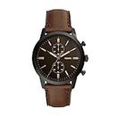 Fossil Men's Quartz Watch chronograph Display and Leather Strap, FS5437