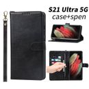Case With SPen Samsung Galaxy S21 Ultra 5G Leder Schutzhüllen S Pen Slot Schwarz
