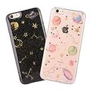 Mo-Beauty [2 Packs] iPhone 6 / iPhone 6S Case [With Tempered Glass Screen Protector], Bling Shiny Star Design Sparkle Glitter Soft TPU Case Cover For Apple iPhone 6/ 6S 4.7" (Claer + Black)