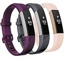 GEAK for Fitbit Alta HR Bands, Bands for Alta,3 Pack,Small,Gray Plum Pink