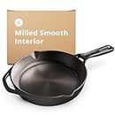 Greater Goods Cast Iron Skillet 10-Inch Pan, Cook Like a Pro with Smooth Milled, Organically Pre-Seasoned Skillet Surface, Designed in St. Louis