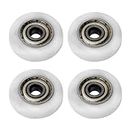 MroMax 4Pcs 3x15x4mm White Nylon Round Bearing Flat Ball Bearing Guide Pulley Wheels Roller for Furniture Hardware Accessories