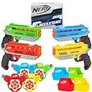 NERF Laser Strike 4 Player Lazer Tag Pack - Indoor or Outdoor Game for Girls, Boys, Families, and Adults - Includes 4 Blasters with 300 ft Range, 4 Vests, and 4 Holsters