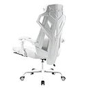 GTPLAYER Mesh Gaming Chair with Footrest 3D Stereoscopic Frame Support Ergonomic Fabric Cover Desk Chair Reclining Computer Chair Height Adjustable Office Chair - White