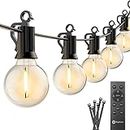 G40 Outdoor String Lights LED 38Ft(28+10) with Remote, Patio Lights with 16 Shatterproof LED Bulbs(1 Spare), Waterproof Globe Hanging Lights for Backyard Pergola Bistro Yard Decor, E12 Socket, 2700K