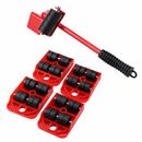 Heavy Furniture Lifter Shifter Remover Roller Wheels Moving Tools  Move Set RED