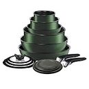 T-fal Ingenio Nonstick Cookware Set 14 Piece Induction Oven Broiler Safe 500F Cookware, Pots and Pans, Oven, Broil, Dishwasher Safe, Forest Green