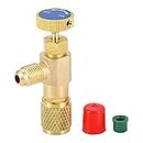 gohantee R12 R22 Refrigerant Charging Valve, 1/4“ Male to 1/4” Female Safety Adapter Flow Control Ball Valve for R12 R22 Air Conditioner Manifold