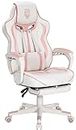 Vonesse Pink Gaming Chair PC Game Chair for Girls Racing Style Reclining Computer Chair with Footrest Office Ergonomic Gaming Computer Chair with Massage High Back Gaming Chairs for Adults