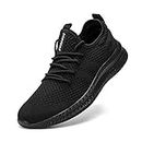 FUJEAK Women Walking Shoes Fashion Sneakers Athletic Casual Road Running Breathable WorkoutGym Tennis Lace Up Comfortable Lightweight Shoes Black