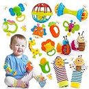 Baby Toys 0-6-12 Months, Exssary 14PCS Montessori Toys for 1+ Year Old Teething Toys for Babies Newborn Toys 0-3 3-6 6-12 12-18 Months Baby Rattles Socks 1 2 Year Old Boy Girl Gifts