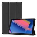 SATURCASE Case for Samsung Galaxy Tab A 8.0 (2019) with S Pen SM-P200 P205, PU Leather Flip Foldable Folio Stand Protective Tablet Cover (Black)