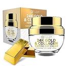 Clear Beauty 24K Gold and Collagen Daily Face Moisturizer - Reduces Age Spots, Fine Lines & Wrinkles, Lifting & Firming Day Cream - Cruelty Free Korean Skin Care For All Skin Types