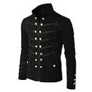 Mens Fashion Punk Style Jacket Slim Fit Blazer Prince Coats Drummer Parade Officer Prince Uniform Evening Suit Jackets Big and Tall Halloween Cosplay Party Costume Black