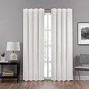 ECLIPSE DraftStopper Room Darkening Curtains for Bedroom - Summit Solid 40" x 63" Thermal Insulated Single Panel Rod Pocket Light Blocking Curtains for Living Room, White