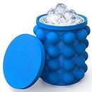 BRIGHTZONE Ice Cube Maker Mould Ice Tray, Silicone Ice Bucket, (2 in 1) Ice-Ball Makers for Home, Round Portable Ice Bucket for Frozen Whiskey, Cocktail, Beverages