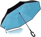 Windproof Double Layer C-Handle InvertedGopinath Reverse for UV Protection and Rain Umbrella for Women and Men and Child