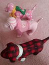 Victoria Secret VS Pink Dogs Plush Lot Of 3 Designs Winter Backpack Striped Cute