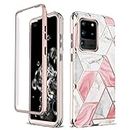 Asuwish Phone Case for Samsung Galaxy S20 Ultra 5G Cell Cover Hybrid Luxury Cute Marble Shockproof Full Body Hard Heavy Duty Slim Accessories S20ultra 20S S 20 A20 S2O 20ultra G5 Women Girls Pink