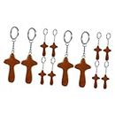 Abaodam 12 Pcs Cross Key Ring Mini Things for Purse Ladies Couples Jesus Keychains Prayer Charm Keychain Nativity Collection Key Chain Decoration Wood Key Chain Pendant Bags