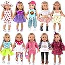 10-Sets Doll Clothes and Accessories for 18 inch Doll Include Dress Handbag Headband Hat and Rompers