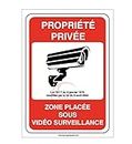 AUA SIGNALETIQUE - Panneau propriété privée Zone placée sous vidéo Surveillance 24H /24-150x210 mm, Aluminium Dibond 3mm