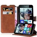 Cadorabo – Retro Book Case in Used-Look Design Compatible with Nokia Lumia 640 – Etui Cover Protection Pouch with Stand Function and Card Slot in Frosted-Brown
