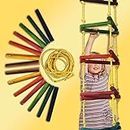 Mumtree Wooden Ladder - Triple String for Kids as Well as for Adults to Enhance fine Motor Skills and Physical Activity… (Without Utility Pack, 7 Rugs)