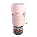 Wonderchef Plastic Nutri-Cup Portable Blender | Usb Charging | Smoothie Maker | Ss Blades | Battery Operated Rechargeable Blender | 300Ml | Compact Size | Pink, In Built Jar, 120 Watts