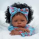 BABESIDE Lifelike Reborn Black Girl- 18-Inch Realistic Newborn Real Life Baby Dolls with Clothes and Toy Gift for Kids Age 3+