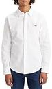 Levi's Men's Long-Sleeve Battery Housemark Slim Shirt, White, XL