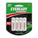 Eveready AA Rechargeable Battery | 1000 Series | Pack of 4 | Durable & Cost Effective | Low Discharge Mechanism | Ideal for High Drain Devices | 1.2V | India’s No.1 Battery Brand