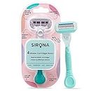Sirona Hair Removal Razor for Women with Replaceable Cartridge - 1 Pcs | with Aloe Vera & Vitamin E lubrication for Moisturises, Clean & Efficient Shave